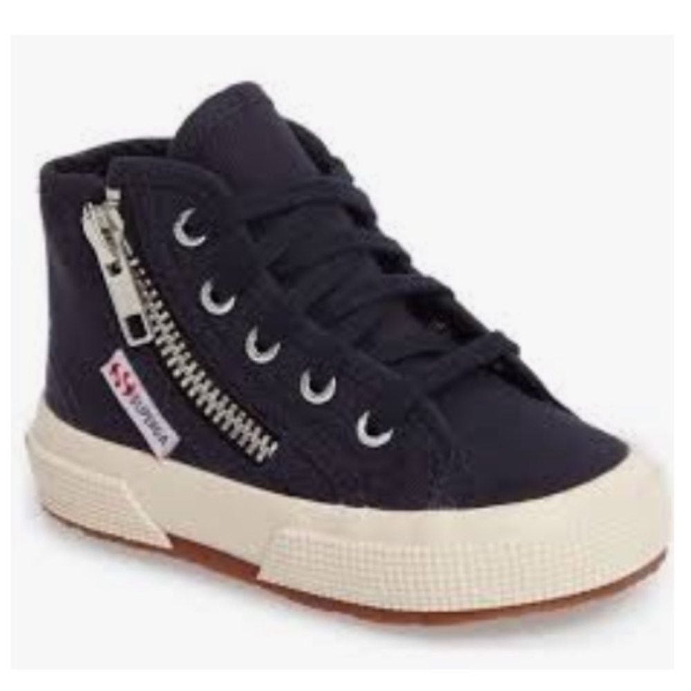 Superga black zip high top sneakers